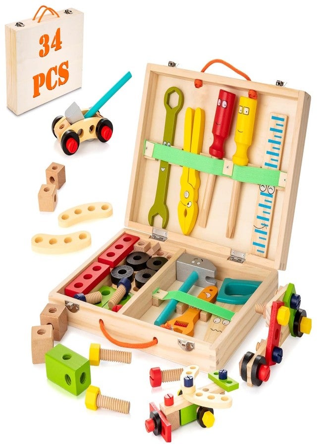 Tinker Box TinkerBox Wooden My First Tool Kit with Storage Box | Toys for Kids 6-10 Year Old Boys and Girls | Premium 34-Piece Pretend Play Set | Realistic Tools for Learning, Education & Skill Develpoment - Image 1
